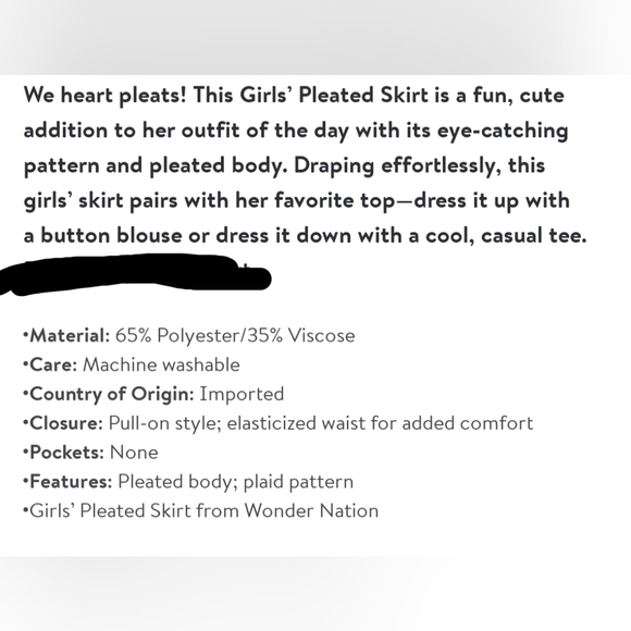 WONDER Nation pleated skirt xl 14/16 plus new - Picture 4 of 4